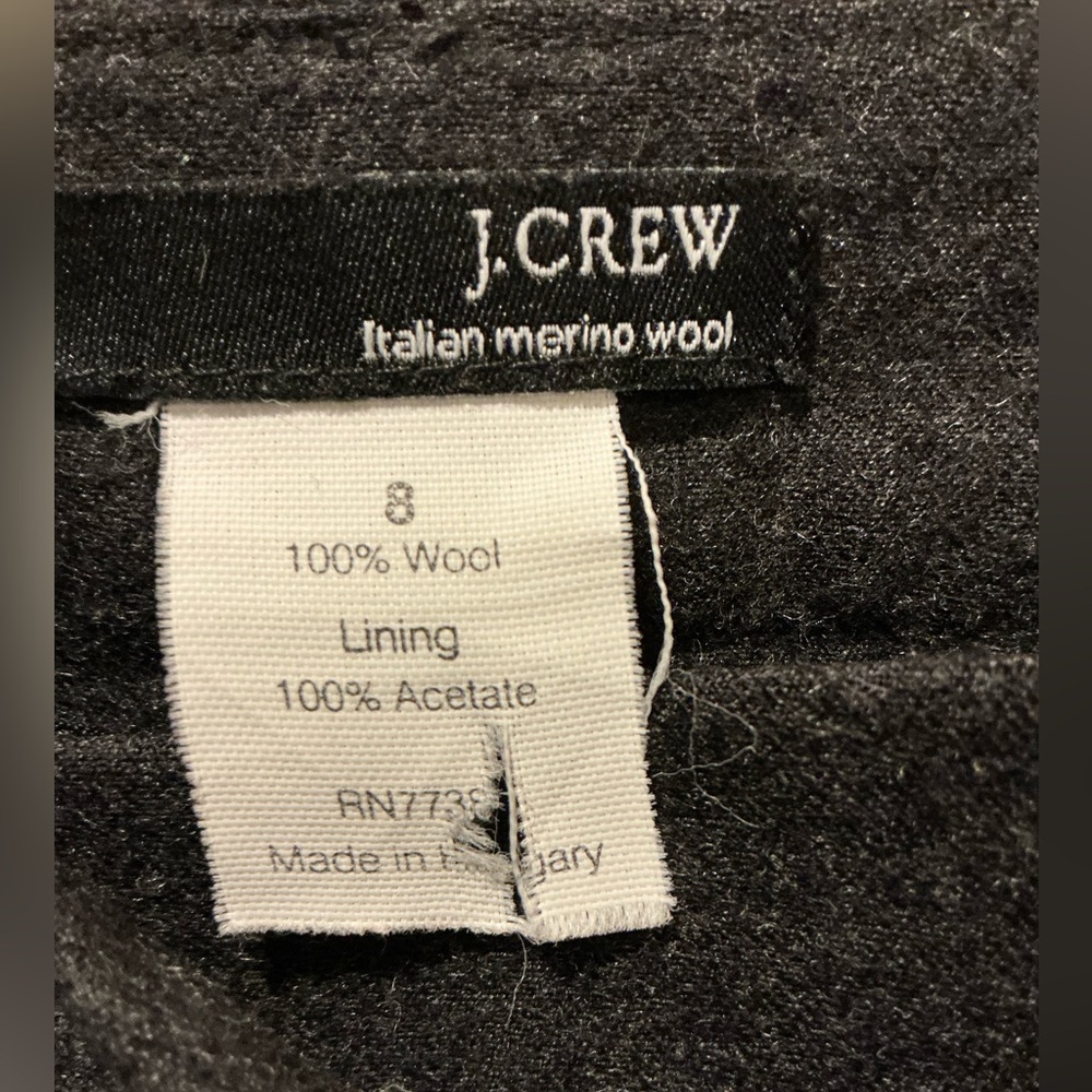 J. Crew Italian Merino Wool Wide Leg Pant Charcoal Trouser Career Casual Woman 8 - Picture 4 of 11